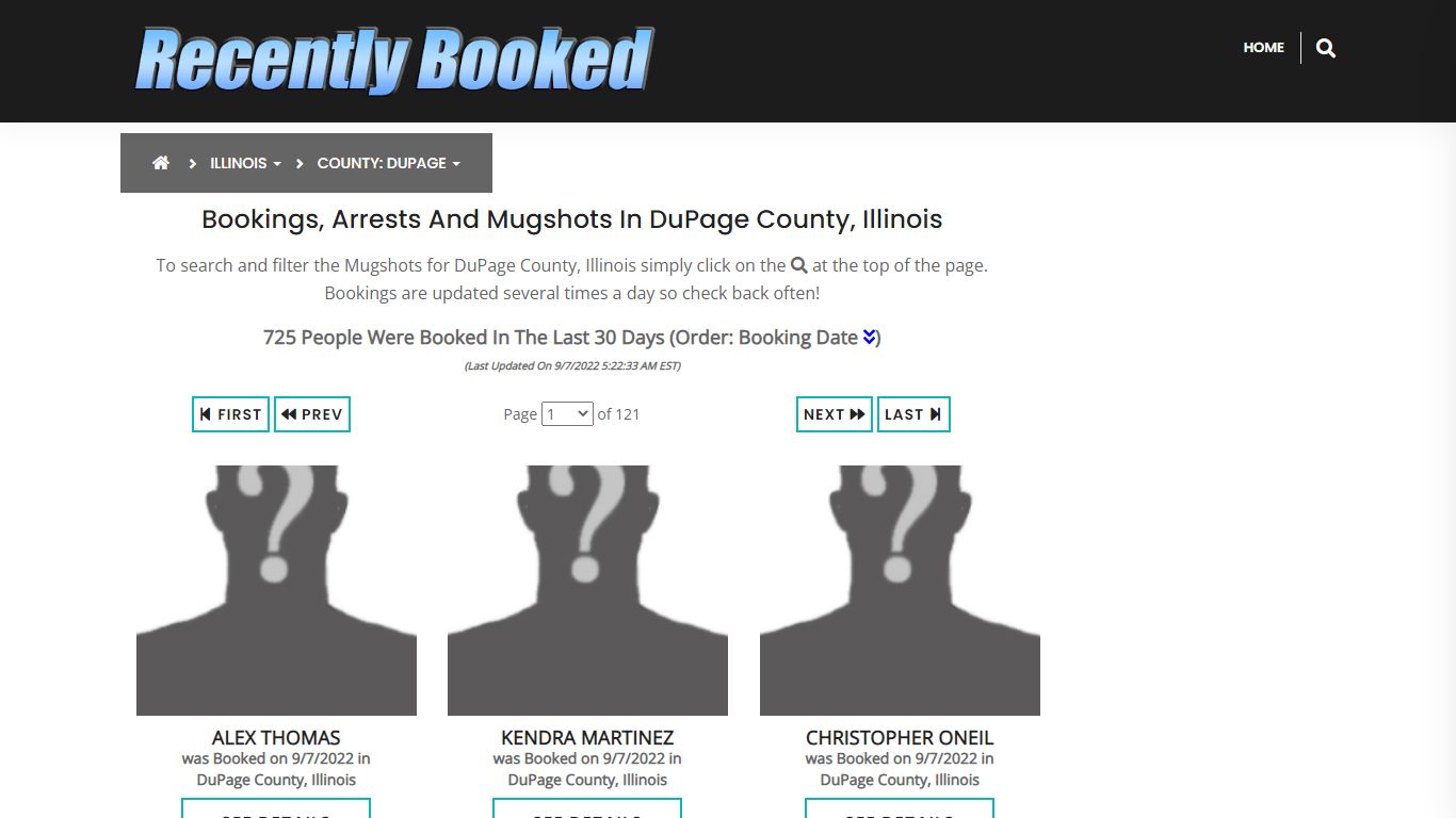 Bookings, Arrests and Mugshots in DuPage County, Illinois - Recently Booked